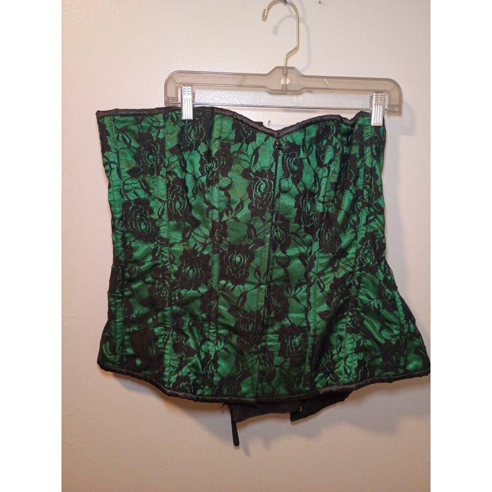 Lavish By Daisy Corsets Plus Size 3XL Women’s Lingerie Green Black Lace Floral